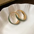 Elegante Vintage-Ohrringe in Grün und Gold im Maillard-Stil, emaillierte Creolen Damen - Ohrring Nr. 10 – Grün