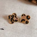 Elegante Vintage-Ohrstecker mit Leopardenmuster im modischen Maillard-Stil, Kleeblatt-Form. - 14# Silberne Nadel - Gold - Braun - Blume