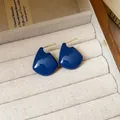 Retro-Ohrstecker aus blauem Harz mit Silbernadeln in einer eleganten Schmuckschatulle - 27# Silberne Nadel - Blau (vergoldet)