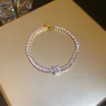 Elegant 18K gold plated tennis bracelet featuring clear sparkling zircon stones. - Rhombus Square Rhinestone Style (3#) / Gold-White