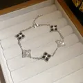 Elegant 18K silver-plated bracelet with black rhombus zircon charms in velvet box - 33# Bracelet - Silver - Black
