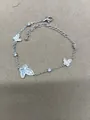 Elegant silver butterfly bracelet with shell inlay and cubic zirconia - 40# Silver Bamboo Colored