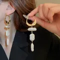 Elegant French style baroque pearl drop earrings in gold finish for stylish women - 22# Earring - Eco-friendly - Gold - White