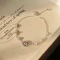 Bracelet boussole en zircon de style vintage avec pendentif étoile à huit branches élégant - Argent