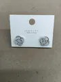 Exquisite silver pin stud earrings with hollow flower design and sparkling zircon. - Hollow Flower Style (HE30635) / Silver