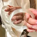 Bracelet jonc élégant en résine translucide blanche avec design vintage pour femme chic - 65# Jonc-Blanc
