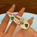 Cream-colored snap hair clip decorated with six colorful heart-shaped rhinestones - 2 Duckbill Clips - Colorful - Sunflower Seeds