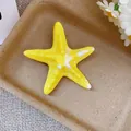 Yellow starfish shaped resin hair clip with white polka dots sweet aesthetic style - 10 Duckbill Clips - Yellow
