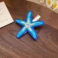Korean ins style blue woven starfish hair clip with heart crystal for niche design - 11 Duckbill Clip - Blue - Single