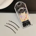 Set of professional black curved bobby pins with transparent storage case, length 5cm - 14 One-piece Clips - Curved Shape (30 Pieces)