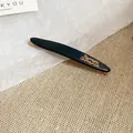 Elegant black barrette with gold Barrette La France script for stylish hair accessory - 19. Hair Clip - Blue