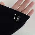 Orecchini minimalisti in metallo liquido argento dal design a goccia di lava irregolare - Stile Irregolare in Metallo Liquido (43#) / Argento