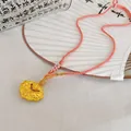 Elegante collana con ciondolo a lucchetto placcata in oro con cordino rosa intrecciato - 22# Collana-Serratura di Sicurezza (Placcato in Oro Vero)