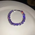 Elegant purple zircon tennis bracelet with adjustable clasp displayed on a white plate - 30# Bracelet (Tennis Bracelet Style)