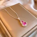 Elegante collana a forma di zucca con gemme rosa su scatola dorata - 48# Collana-Zucca