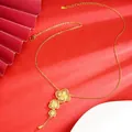 Elegante collana dorata in stile cinese con ciondoli a fiori a cascata su rosso - 59# Collana-Fiore (Placcato in Oro Vero)
