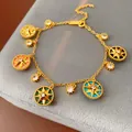 Gold adjustable chain bracelet featuring colorful star-shaped charms and sparkling zircons - 28# Bracelet (Multicolor Compass)