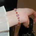 Elegant colorful zircon adjustable bracelet for women with pink and red gemstones. - 10# Bracelet (Colorful Geometric)