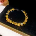 Elegant sparkling yellow zircon adjustable tennis bracelet with brilliant cut stones - 20# Bracelet
