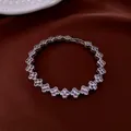 Adjustable silver bracelet featuring purple zircon stones in clover-shaped settings. - 21# Bracelet (Clover Shape)