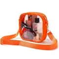 Detail of orange transparent PVC crossbody bag showing internal storage capacity. - Detachable Crossbody Bag Style / Orange