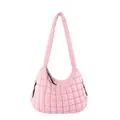 Stylish pink quilted cloud hobo bag with padded texture and large capacity - Pink