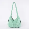 Mint green quilted cloud puffer shoulder bag with large capacity and hobo style - Aqua Blue