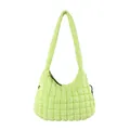 Stylish neon green quilted puffer cloud bag with long shoulder strap in soft down cotton - Light Green