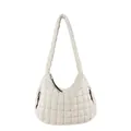 Large capacity white quilted puffy cloud shoulder bag for women in stylish dumpling shape - Off White