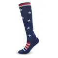 Blue sports compression socks with white stars and red stripes - S/M / National Flag Stars