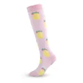 Pink knee-high athletic compression socks featuring vibrant yellow pineapple patterns - Pink with Pineapple