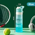 Blue gradient spray water bottle for outdoor sports with 7cm diameter and 26cm height - 650ML (Cup + Cup Brush) / Gradient Blue