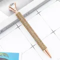 Penna a sfera oro rosa con strass champagne e decorazione a forma di grande diamante - Punta a Proiettile da 1,0 mm / Oro