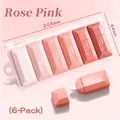 Set of 6 premium gradient rose pink correction tapes in a clear PVC storage pouch - 6 Pcs/Set / Rose Pink