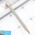 Elegante penna a sfera in oro rosa con strass e grande cristallo a forma di diamante. - Punta a Proiettile da 1,0 mm / Argento Lucido