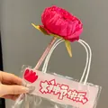 Creative deep pink artificial peony flower pen in a festive gift bag for Women's Day - Red Peony Flower Pen (Regular)
