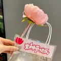 Elegant pink flower-shaped ballpoint pen in a transparent gift bag - Pink Peony Flower Pen (Regular)