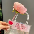 Elegant pink flower-shaped ballpoint pen in a transparent gift bag - Pink Peony Flower Pen (Regular)