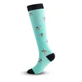 Knee-high mint green compression socks featuring a cute honey bee pattern design - Bee