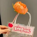 Creative orange peony flower ballpoint pen set with transparent gift bag and greeting card. - Orange Peony Flower Pen (Regular)