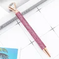 Rose gold ballpoint pen with pink rhinestones and a large crystal diamond top - 1.0mm Bullet Tip / Hot Pink