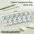 Square transparent correction tape set with 6 pieces in a large pouch, 36m total - Square 6 Pcs/Set / Clear