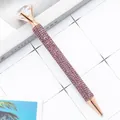 Elegant rose gold ballpoint pen with purple rhinestones and a large crystal diamond - 1.0mm Bullet Tip / Pink Purple