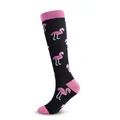 High-performance black knee-high compression socks with cute pink flamingo print - Flamingo