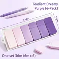 Set of 6 gradient purple correction tapes with total length of 36m in a clear bag - Square 6 Pcs/Set / Dreamy Purple