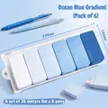 Gradient ocean blue correction tape set of 6 pieces with 36m total length for school - Square 6 Pcs/Set / Ocean Blue