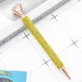 Luxury rose gold ballpoint pen encrusted with yellow rhinestones and crystal top - 1.0mm Bullet Tip / Yellow