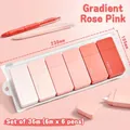 6pcs set gradient rose pink correction tapes 36m total length with storage pouch - Square 6 Pcs/Set / Rose Pink