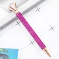 Elegant pink rhinestone ballpoint pen with a large crystal diamond top - 1.0mm Bullet Tip / Bright Rose Red