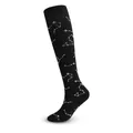 Black knee-high sports compression socks with white constellation pattern print - Zodiac